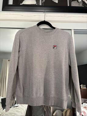 Fila Light Gray Crewneck Sweatshirt with Small Logo Patch